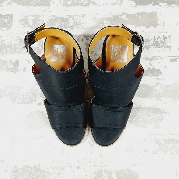NEW DV Dolce Vita Brista Black Leather Block Heel Sandals A881 - Picture 8 of 11